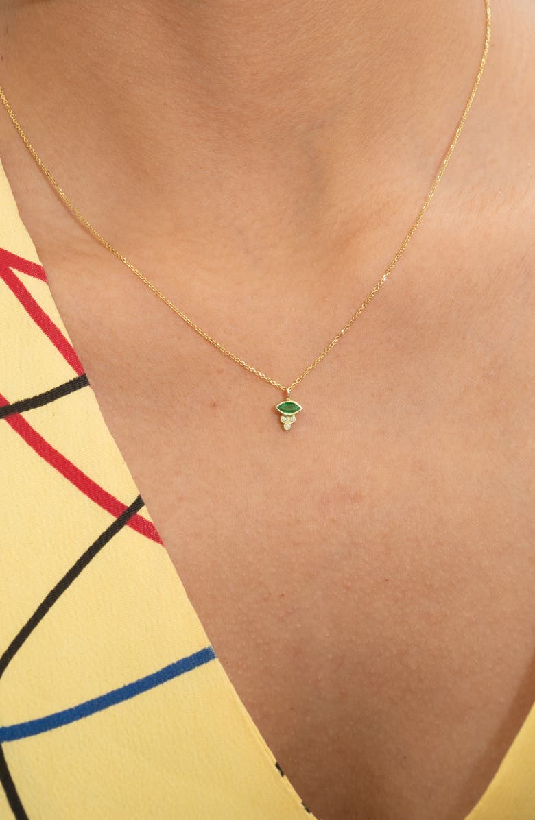 Jennie Kwon Designs Marquise Emerald Crown Necklace, Alternate, color, 