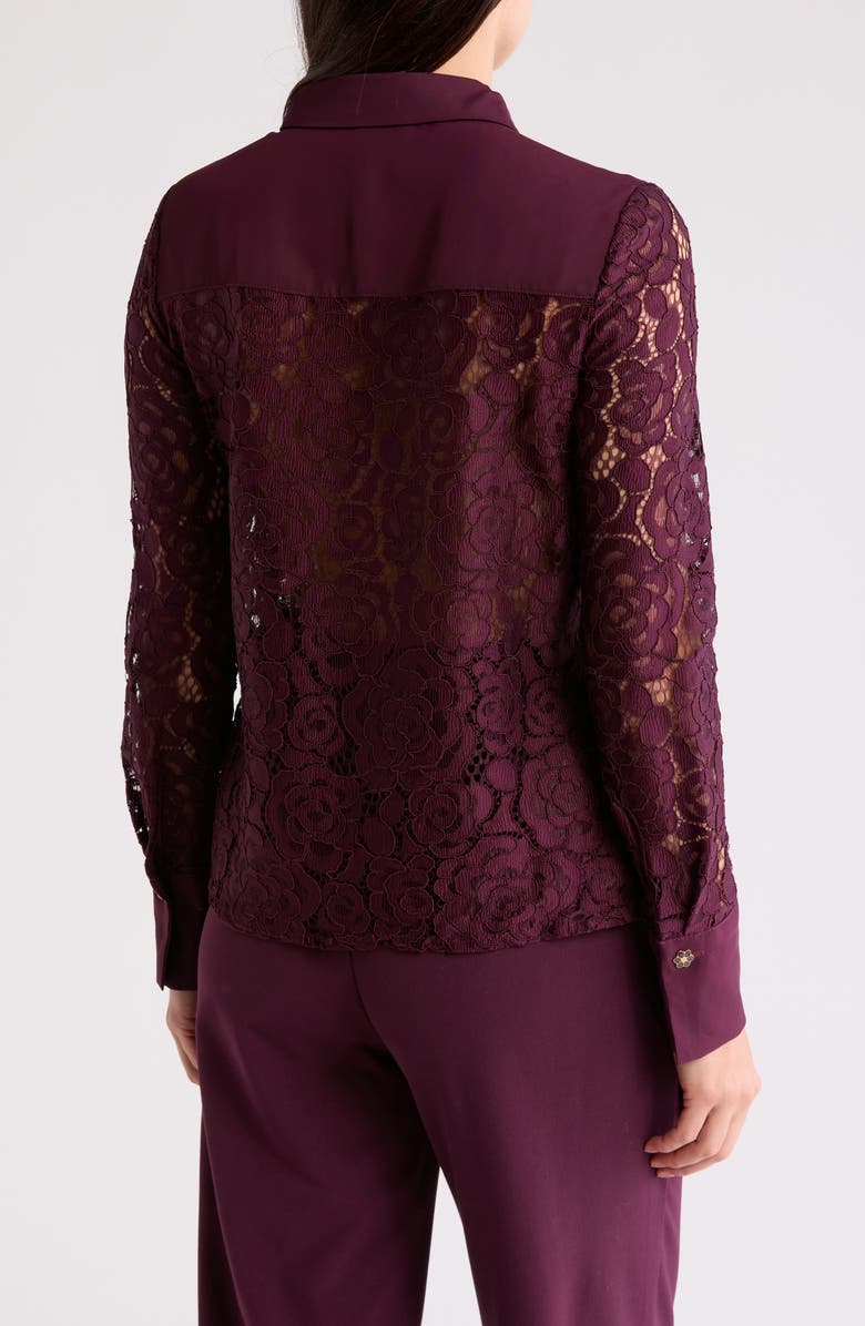 Ellen Tracy Lace Button-Up Shirt, Alternate, color, Winetasting Paisley