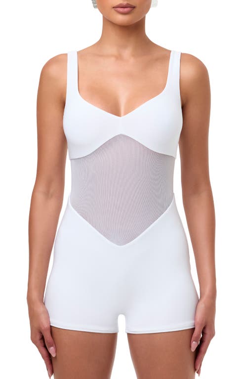 Naked Wardrobe Hourglass Mesh Tank Romper In White