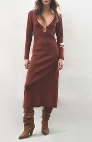 DELUC Maurice Long Sleeve Knit Midi Dress