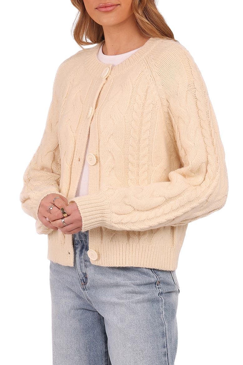 Nika Cable Stitch Cardigan, Alternate, color, TAUPE