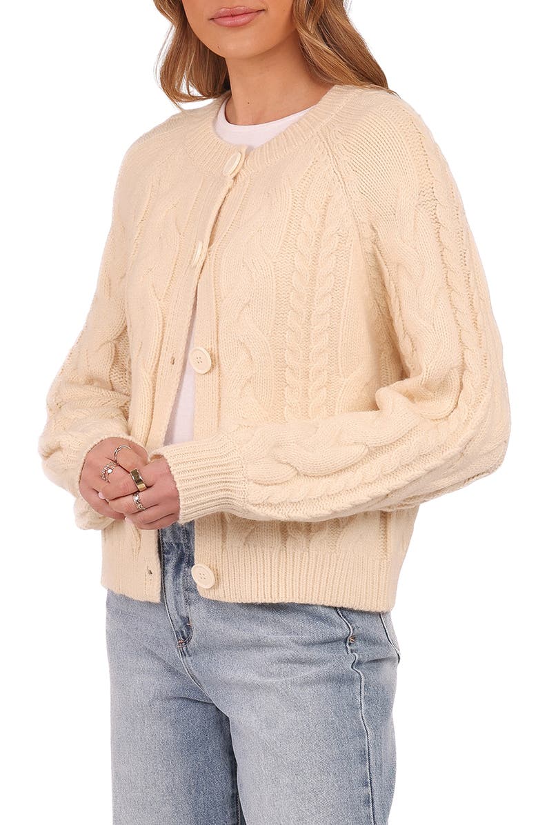 Petal & Pup Nika Cable Stitch Cardigan, Alternate, color, Taupe