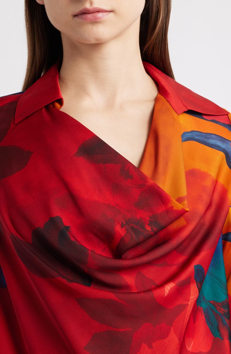 Elie Tahari The Ciaran Abstract Print Stretch Silk Top, Alternate, color, Paradise Print