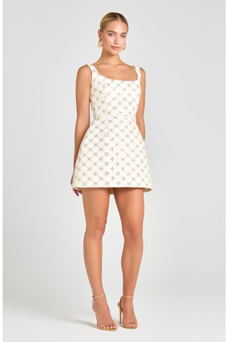 Sofia Diamond Print Cocktail Minidress, Alternate, color, CREAM