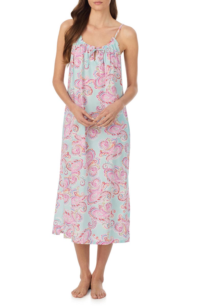 Lauren Ralph Lauren Floral Cotton Blend Nightgown, Main, color, 