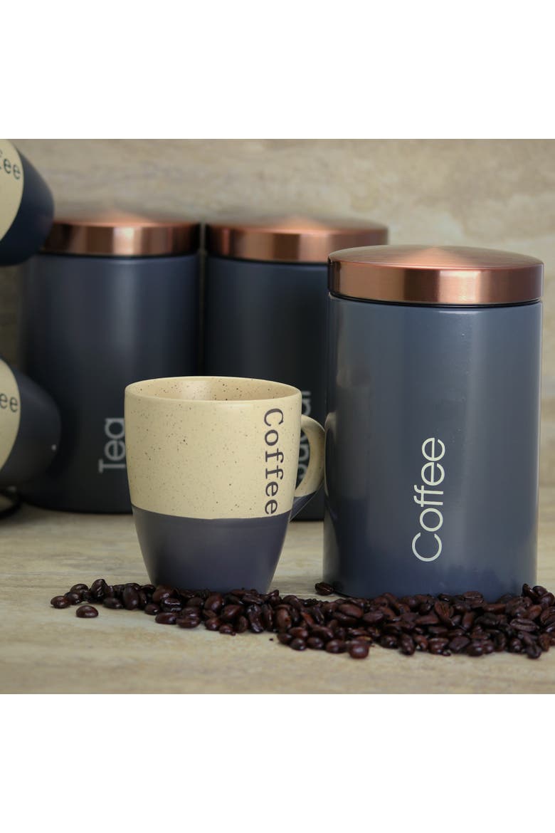 Essential Kitchen Storage 3 Piece Sugar, Coffee and Tea Canister Set, Alternate, color, Gray