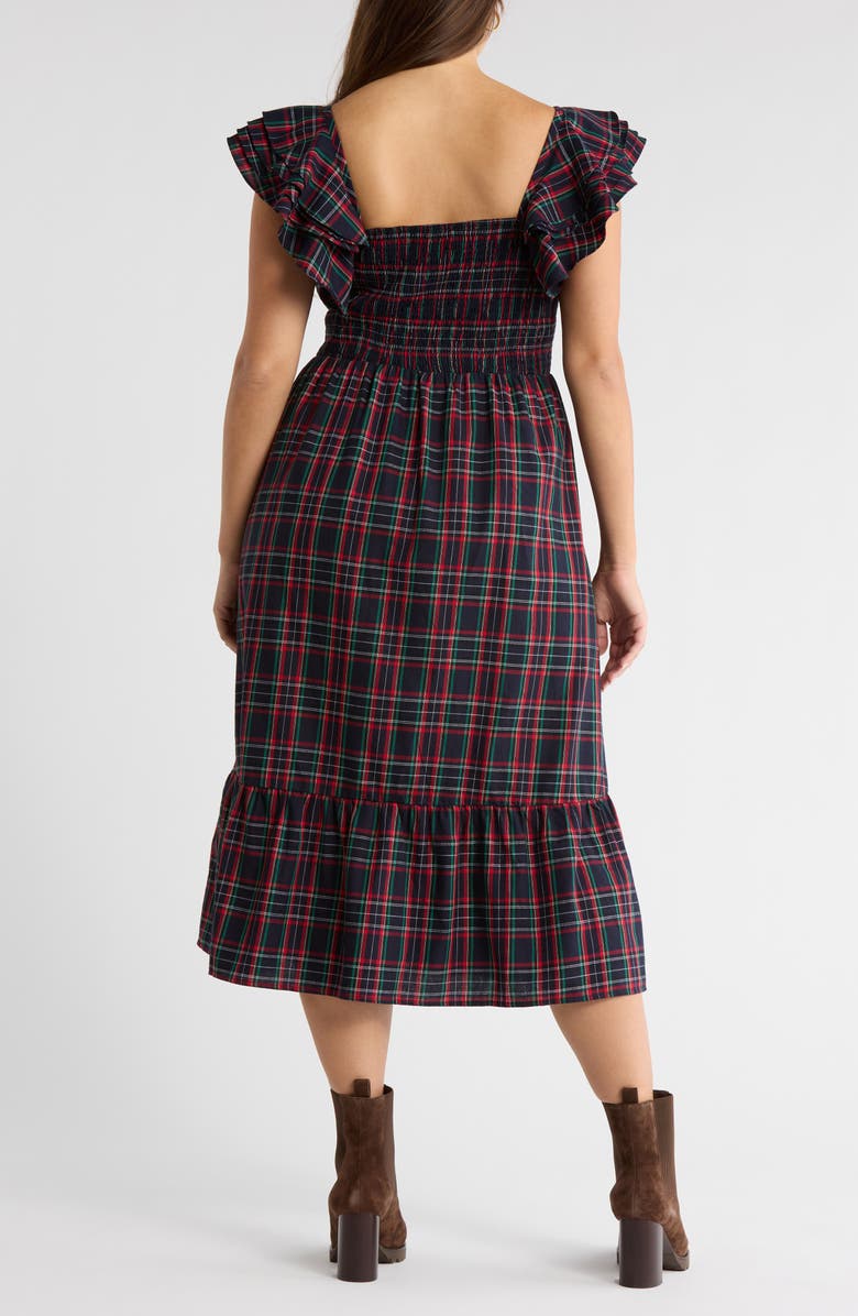 SUGARLIPS Chapman Plaid Smocked Dress, Alternate, color, Navy-Multi