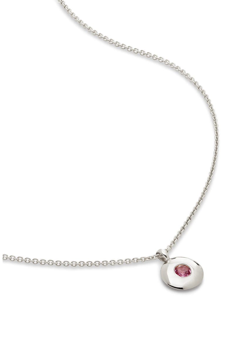 October Birthstone Pink Tourmaline Pendant Necklace, Main, color, STERLING SILVER