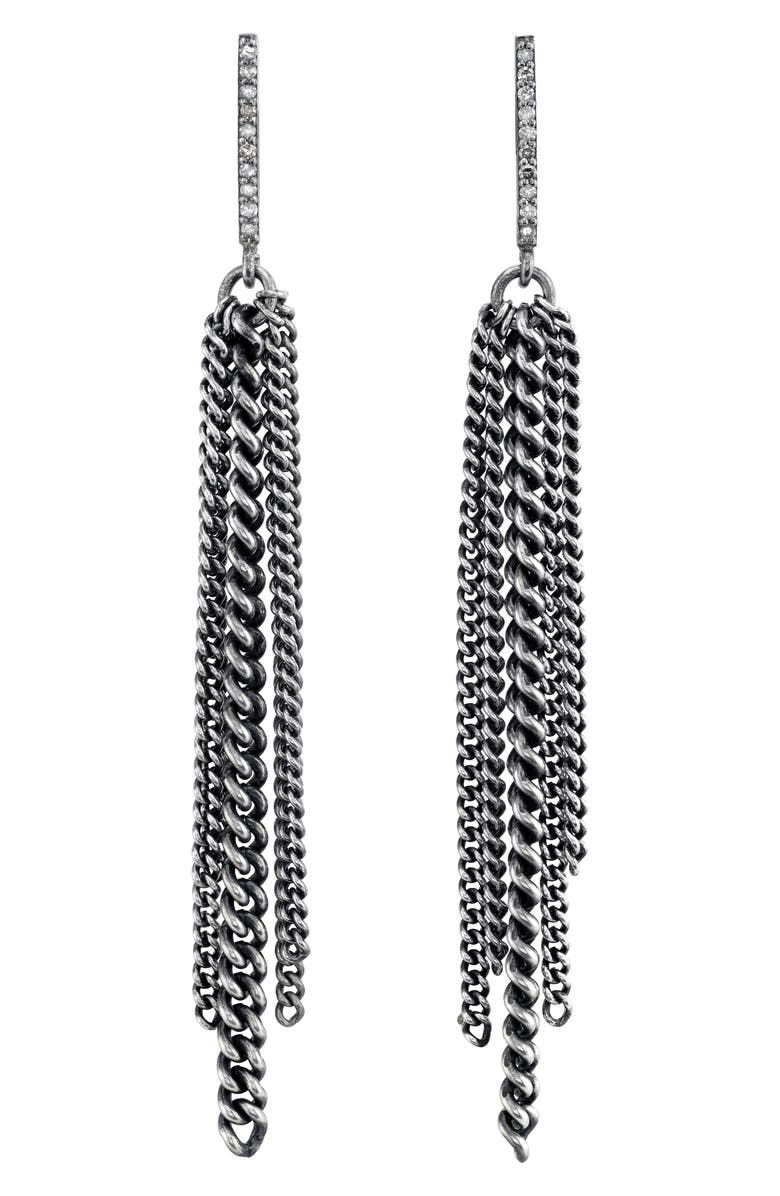 Sheryl Lowe Bar Fringe Earrings with Pavé Diamonds, Main, color, 