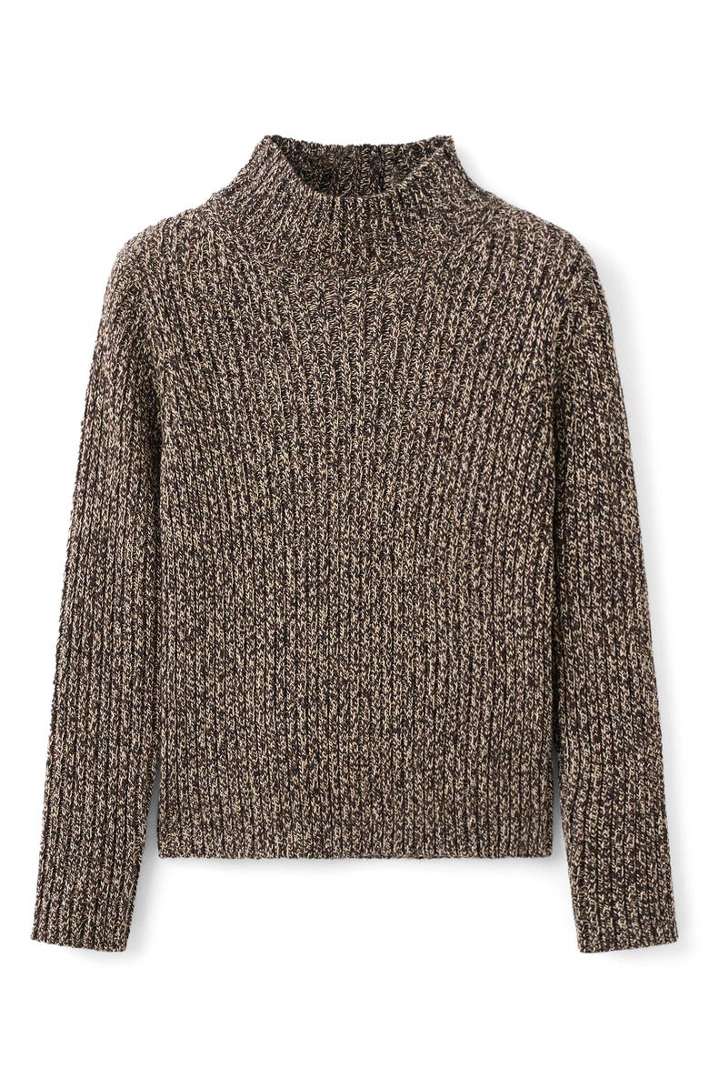 MANGO Speckled Perkins Cotton Blend Sweater, Alternate, color, Chocolate