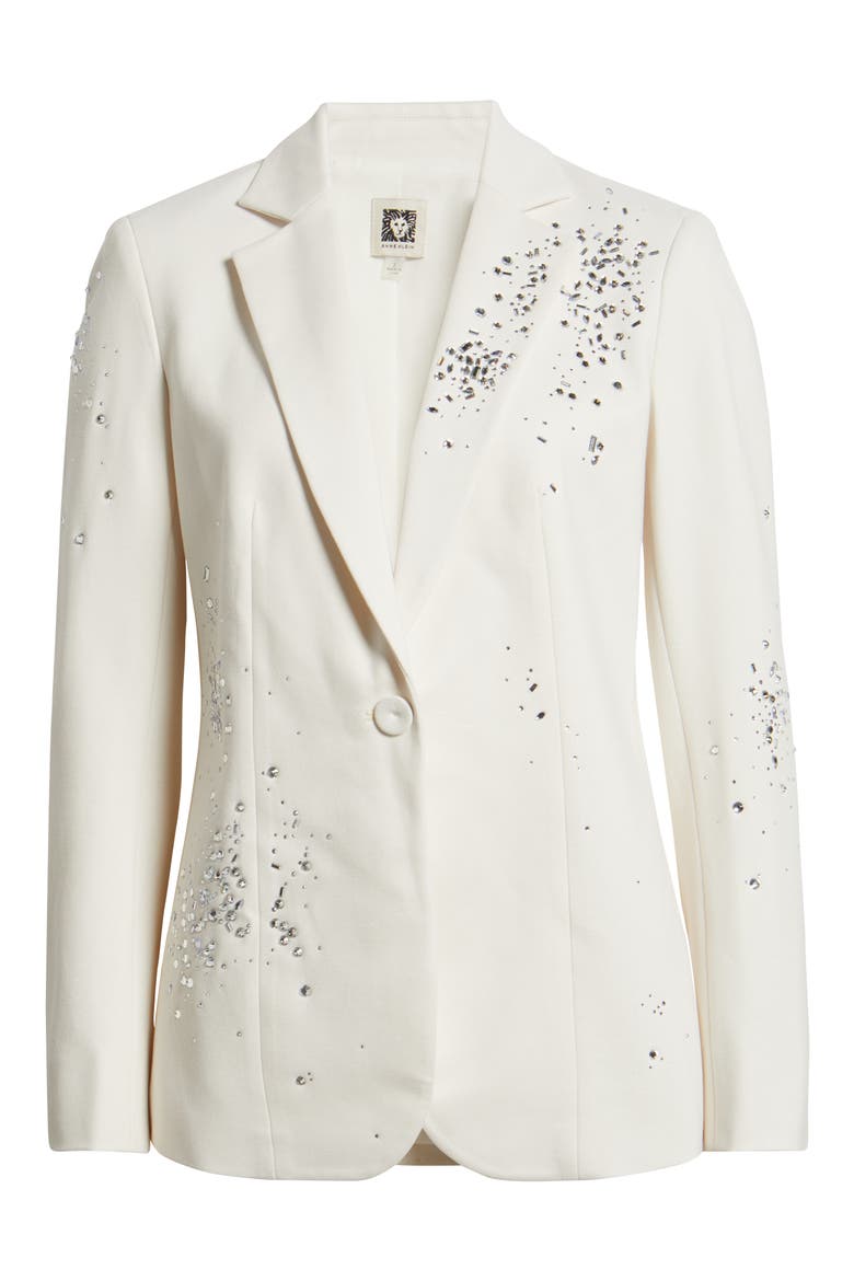 Embellished One-Button Blazer, Alternate, color, WHITE DOVE
