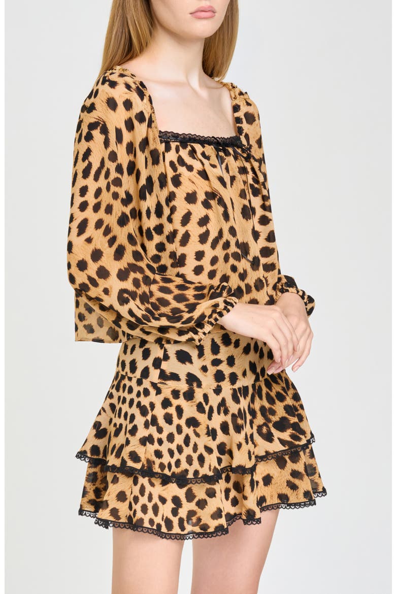 Fae Lace Trimmed Square Neck Top, Alternate, color, TAN CHEETAH