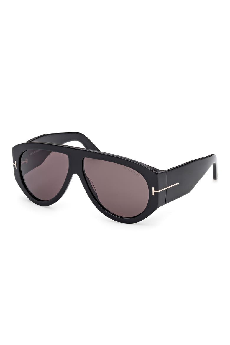 Bronson 60mm Aviator Sunglasses, Alternate, color, SHINY BLACK ECO / SMOKE