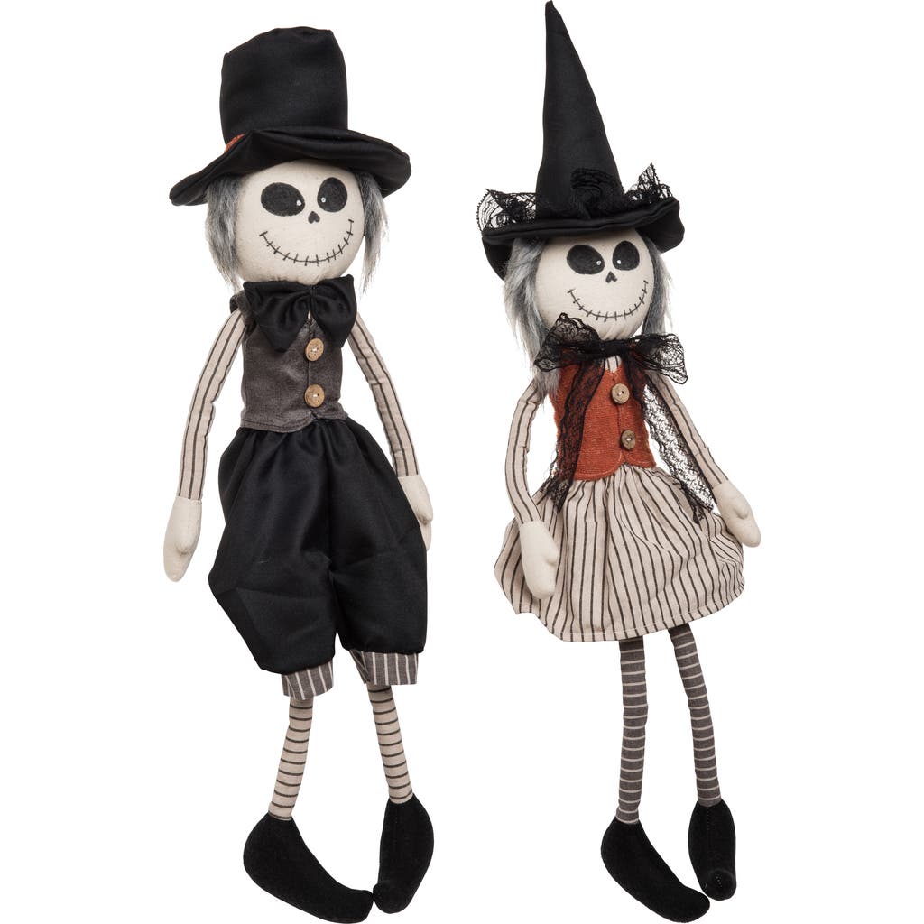 Transpac Vintage Skeleton Shelf Sitter Set Of 2 Decorative Figurines In Multi