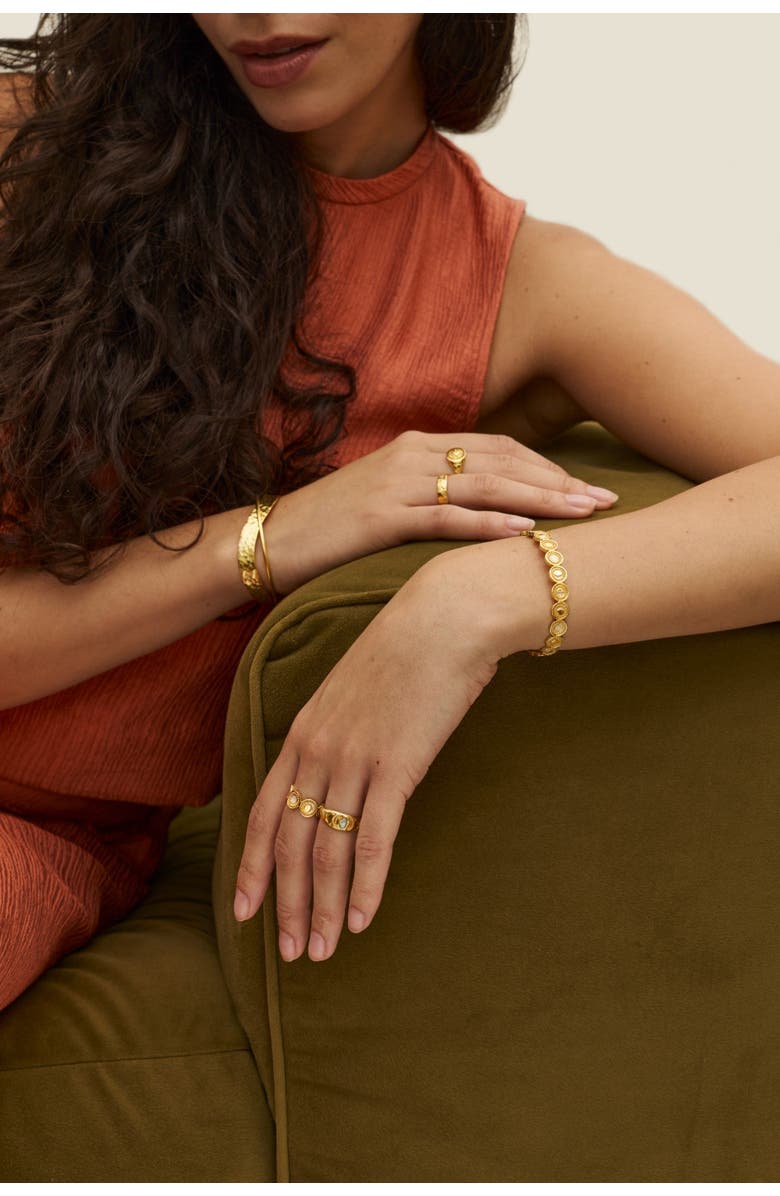 Ottoman Hands Moon Bangle, Alternate, color, Gold