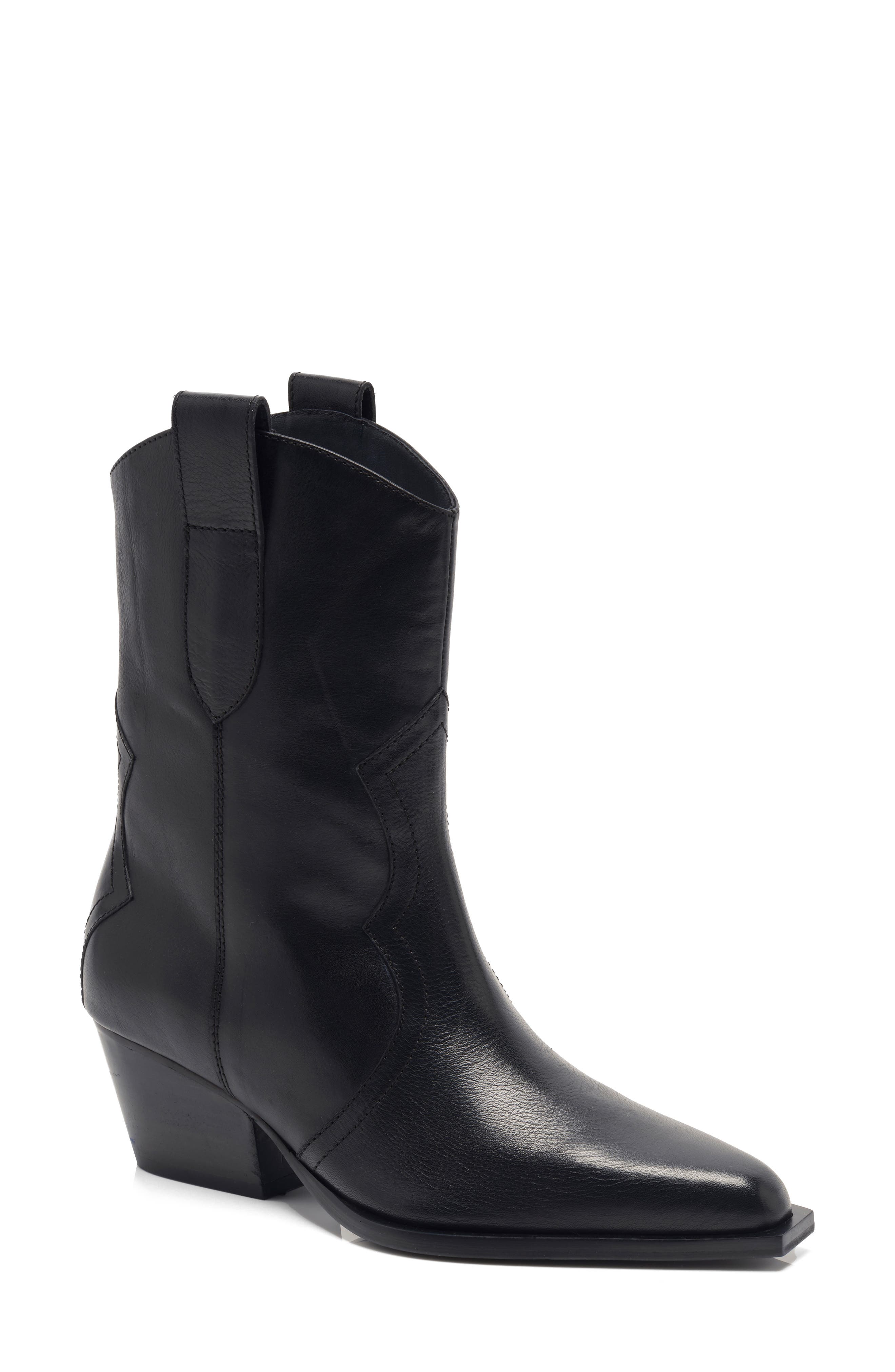 Free People Cat Nap Western Boot, Main, color, Black Leather