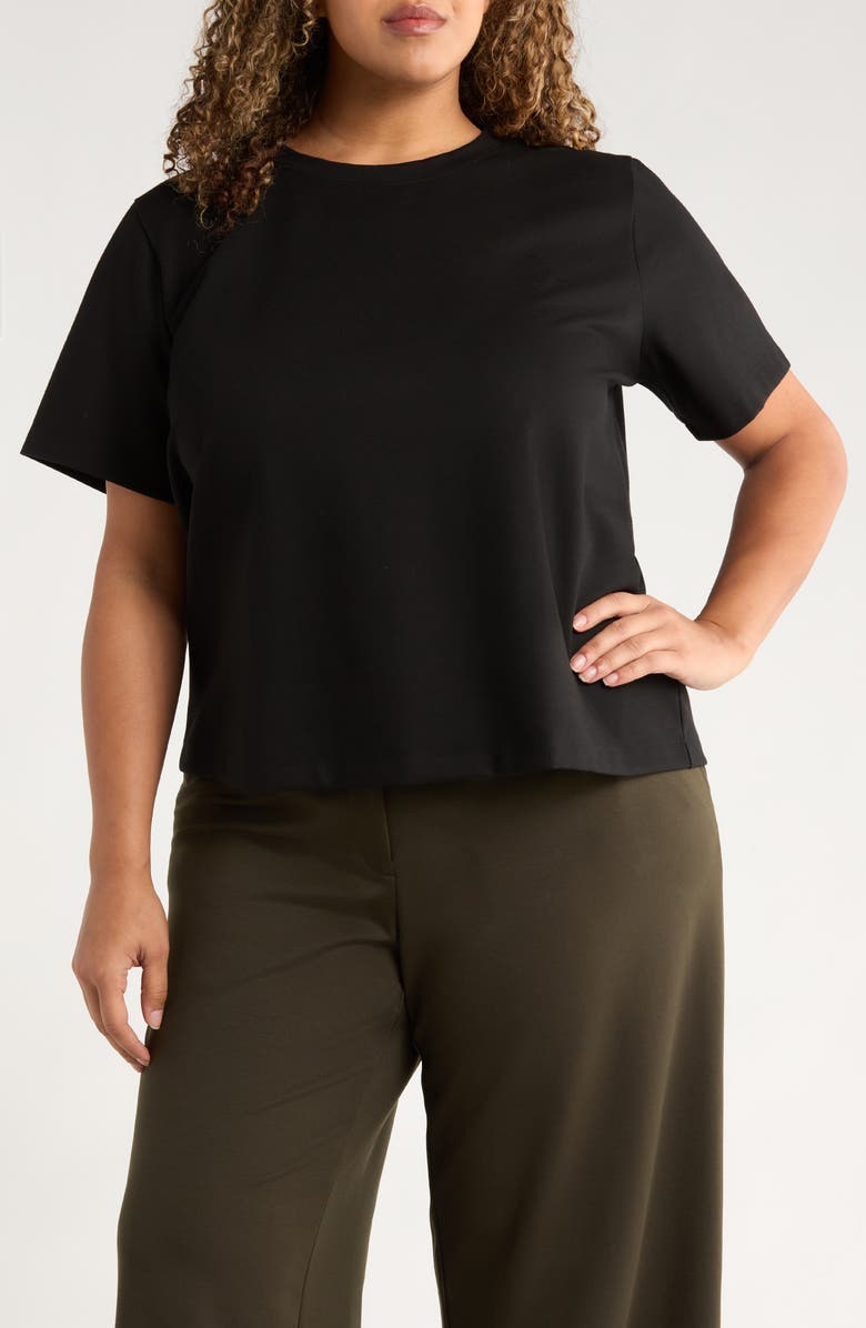 Eileen Fisher Crewneck Ponte T-Shirt, Main, color, Black