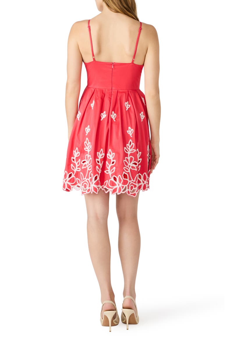 Emelia Embroidered Flared Minidress, Alternate, color, PARADISE PINK