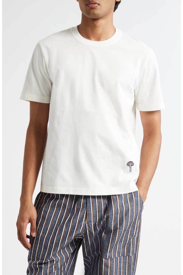 Embroidered Mushroom Pima Cotton Jersey T-Shirt, Main, color, 9071 CHALK