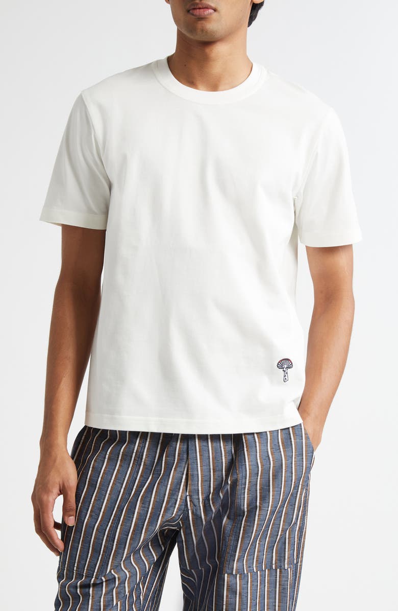Bottega Veneta Embroidered Mushroom Pima Cotton Jersey T-Shirt, Main, color, 9071 Chalk