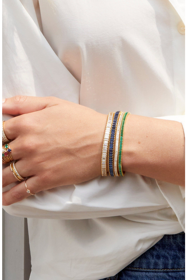 Lab Grown Emerald Baguette Tennis Bracelet, Alternate, color, Yellow Gold Vermeil