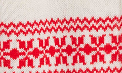 Boden Edie Fair Isle Knitted Shirt Warm Ivory, Red Fair Isle  In Red
