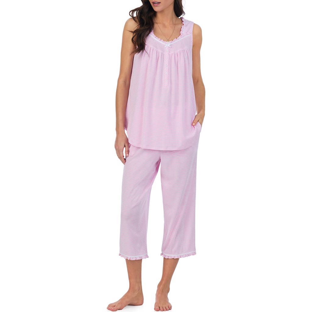 Eileen West Stripe Sleeveless Capri Jersey Pajamas