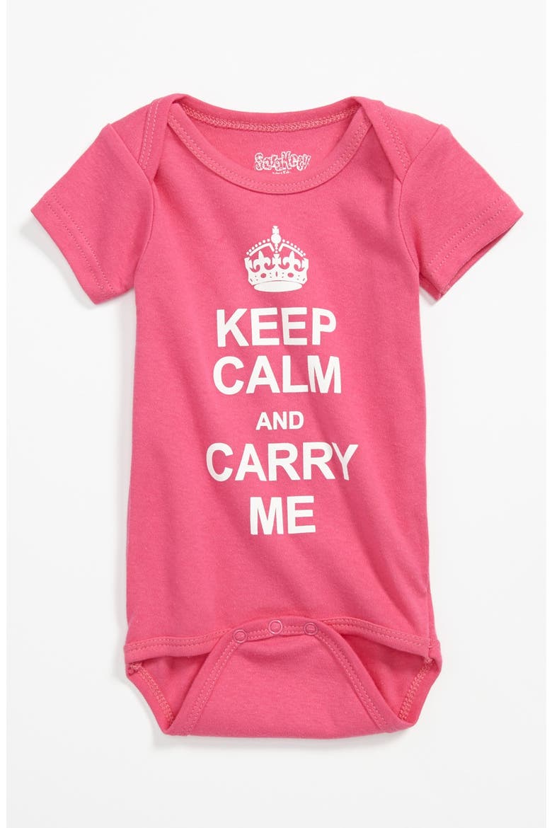 'Keep Calm' Bodysuit, Main, color, FUCHSIA