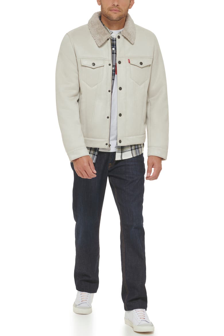 Levi's® Faux Shearling Lined Trucker Jacket, Alternate, color, CREAM