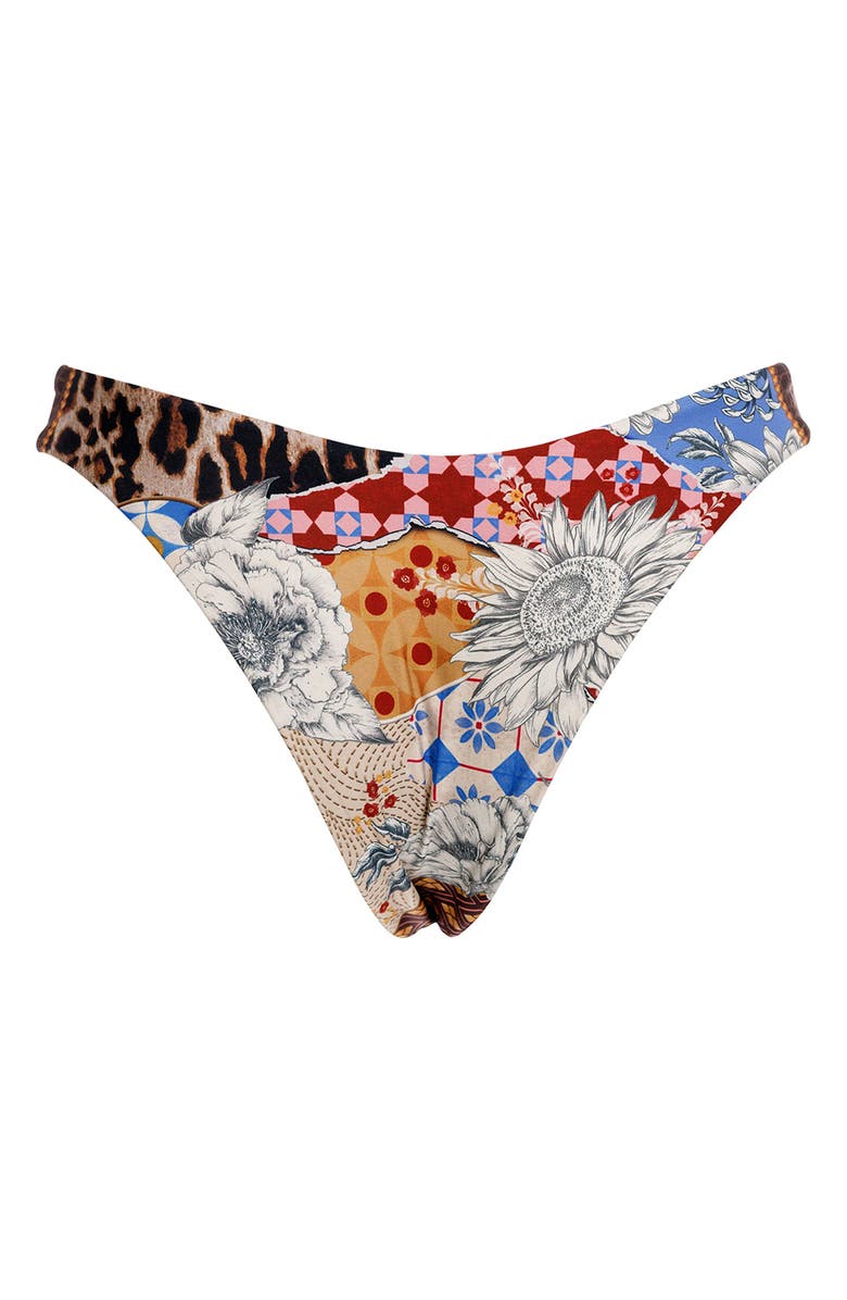 Agua Bendita Ilu Quilt Reversible Bikini Bottoms, Alternate, color, Blue
