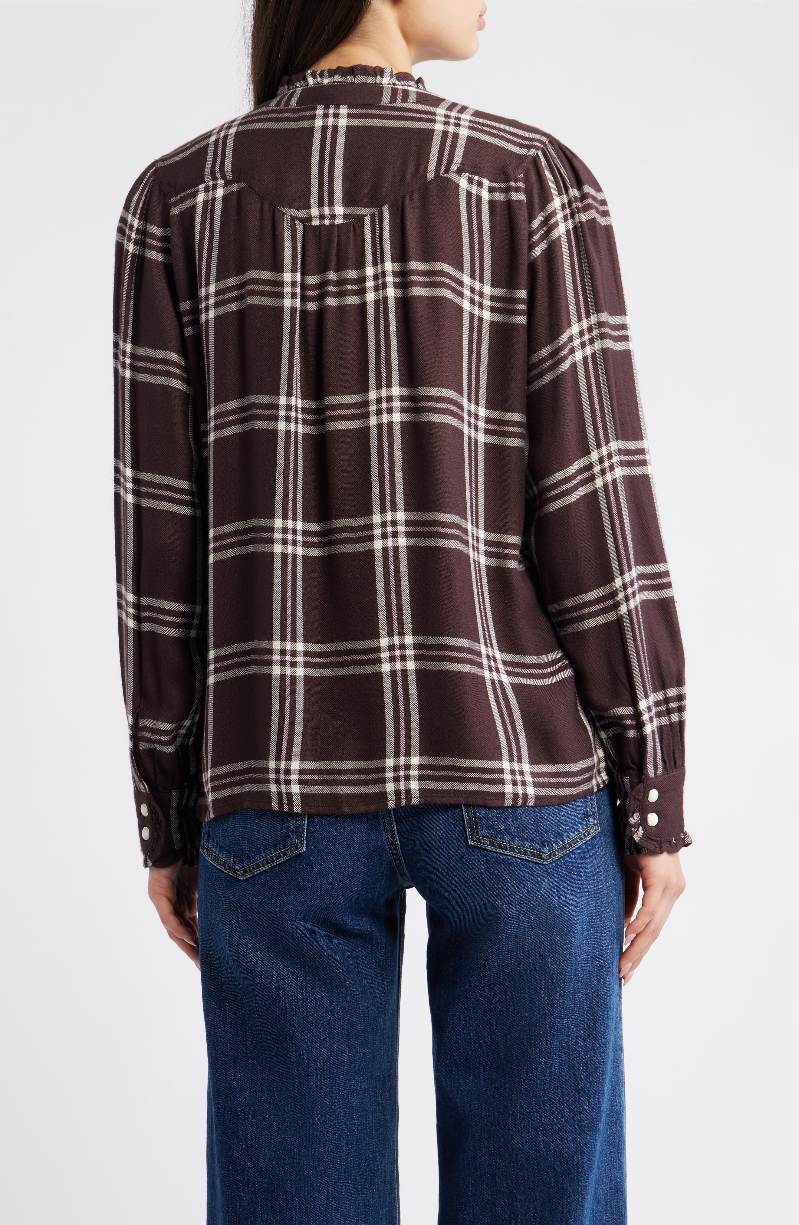 Alanna Ruffle Plaid Snap-Up Shirt - image 2