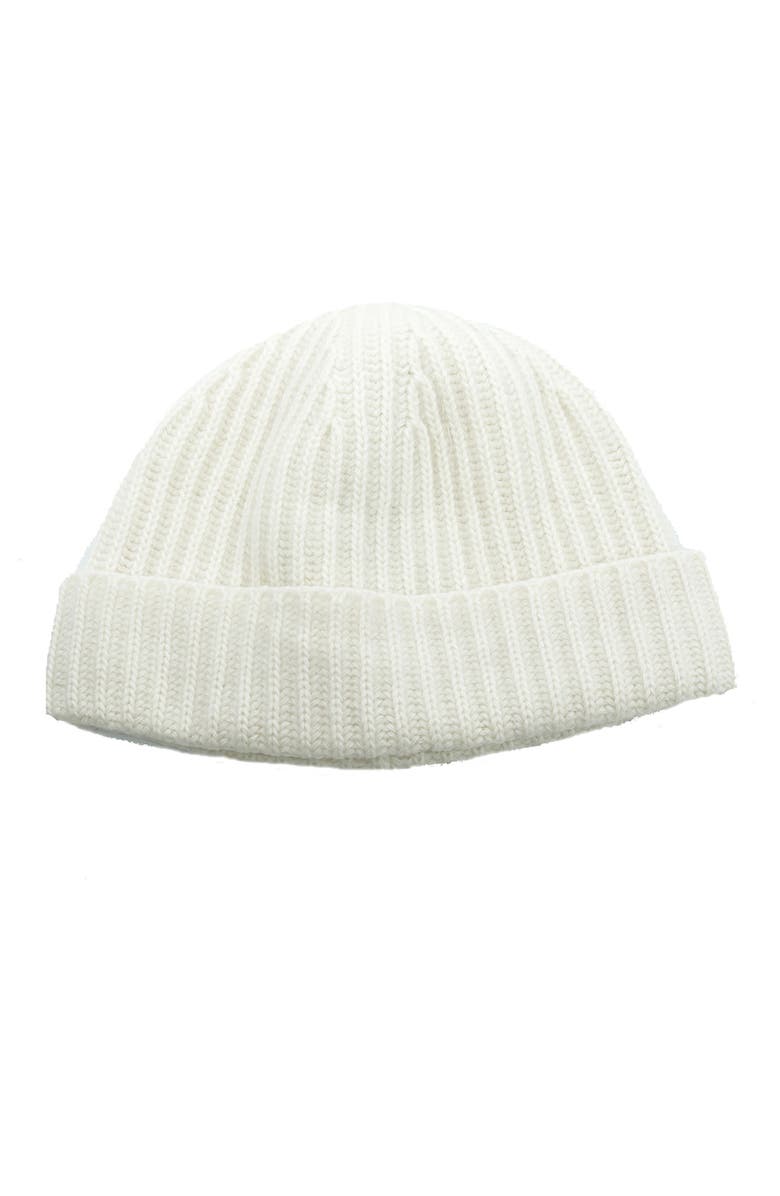 Portolano Cashmere Ribbed Cuffed Beanie, Main, color, Bleached White