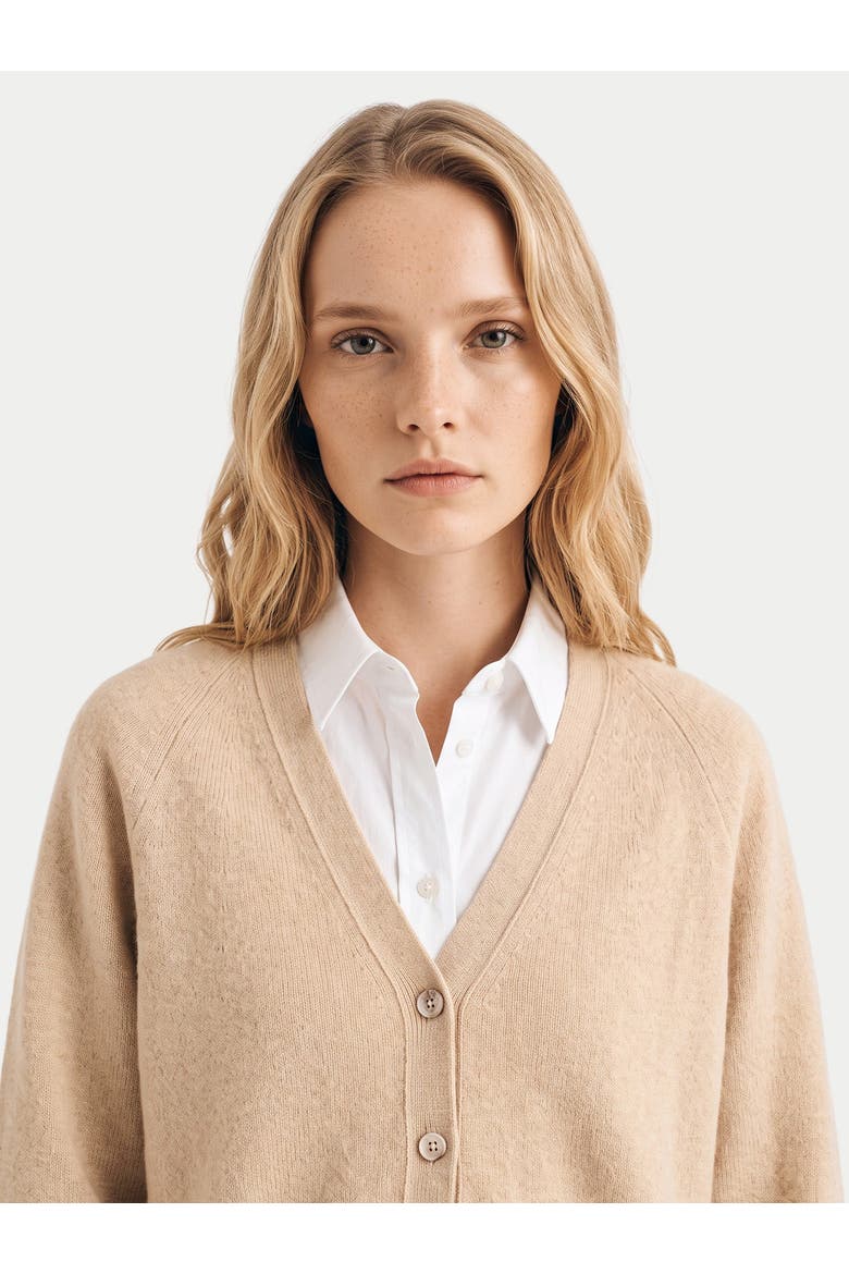 Cashmere V-neck Cardigan, Alternate, color, beige