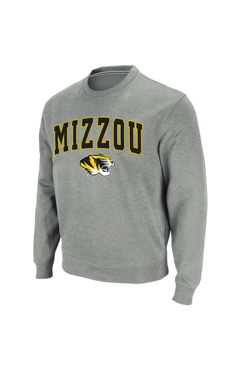 COLOSSEUM Men's Colosseum Heather Gray Missouri Tigers Arch & Logo Crew Neck Sweatshirt, Main, color, Heather Gray