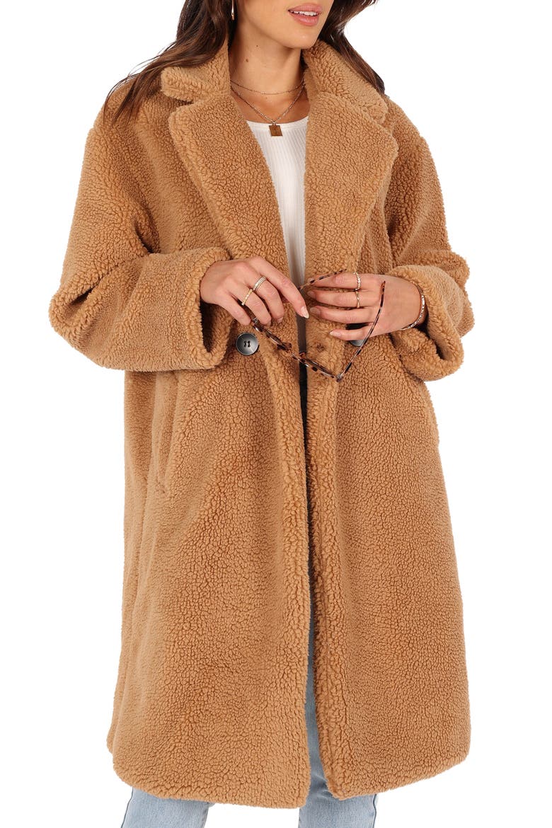 Beatrice Oversize Faux Shearling Coat, Main, color, CAMEL