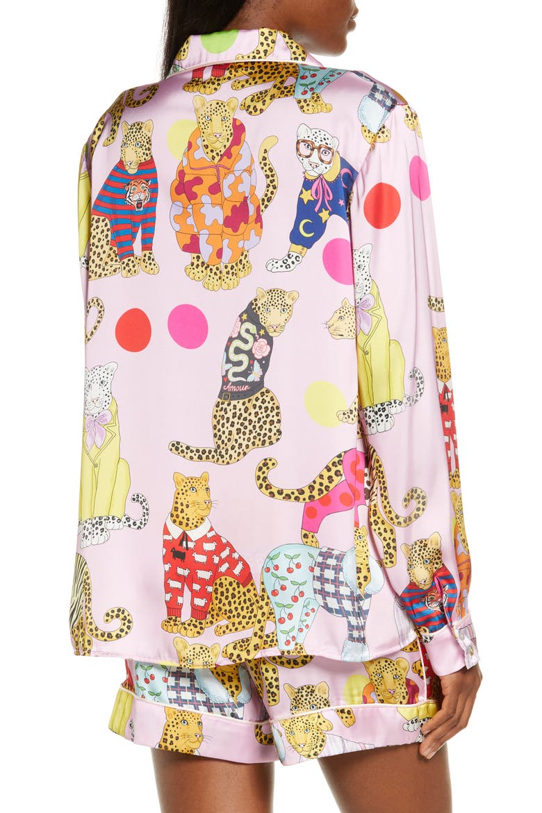 A Leopard Never Changes Its Spots Short Pajamas, Alternate, color, PINK