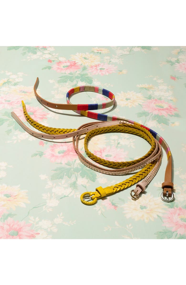 Tarnish Skinny Braided Leather Belt, Main, color, 