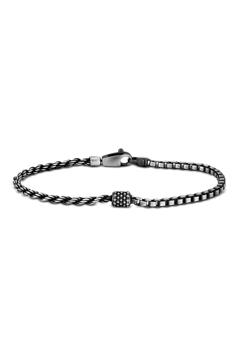 Men's Half Rope Half Box Bracelet, Main, color, SILVER