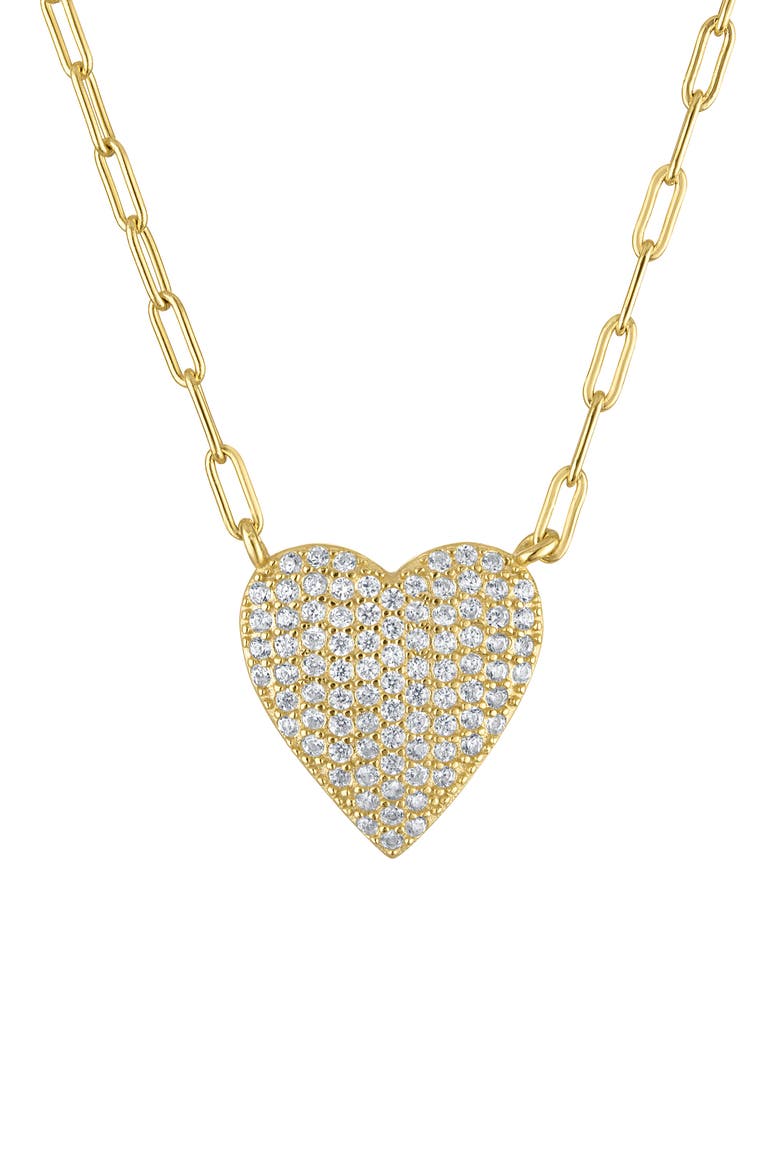 Cubic Zirconia Heart Pendant Necklace, Main, color, YELLOW GOLD