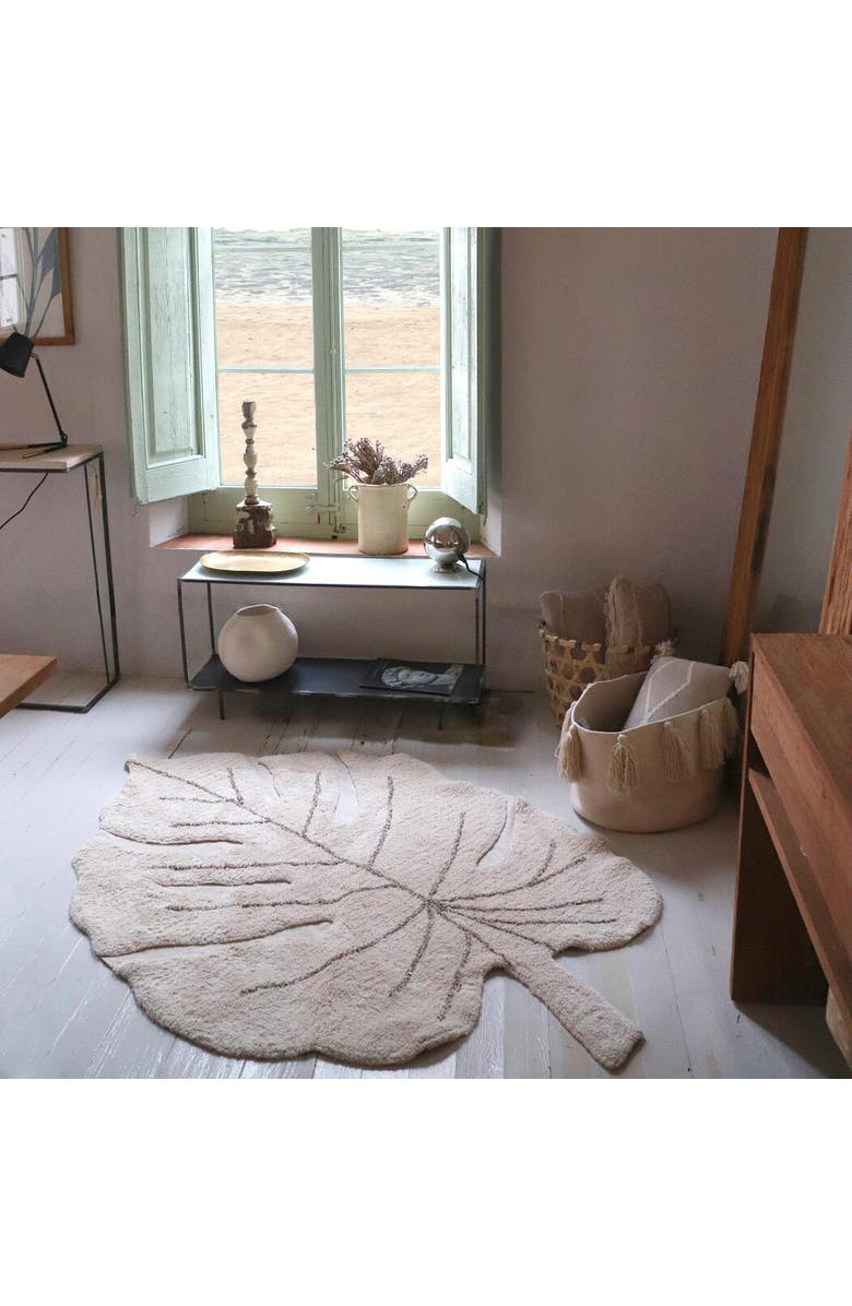 Lorena Canals Washable Rug Monstera, Alternate, color, Natural, Soil Brown