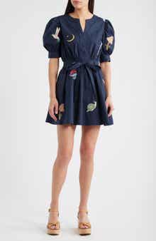 Barona Nature Embroidered Fit & Flare Dress