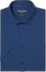 Mizzen+Main Leeward Trim Fit Midnight Navy Micro Gem Short Sleeve Button-Up Shirt