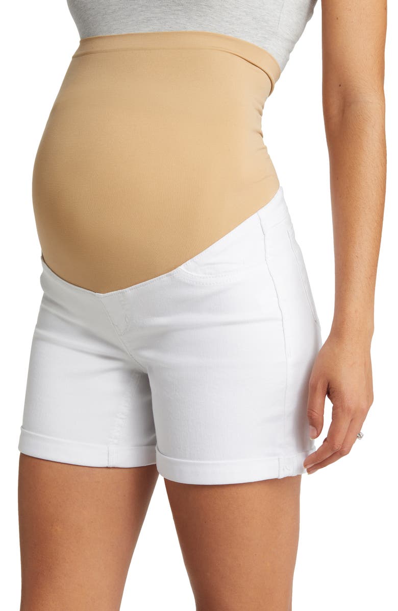 1822 Denim Belly Band Roll Cuff Maternity Denim Shorts, Alternate, color,