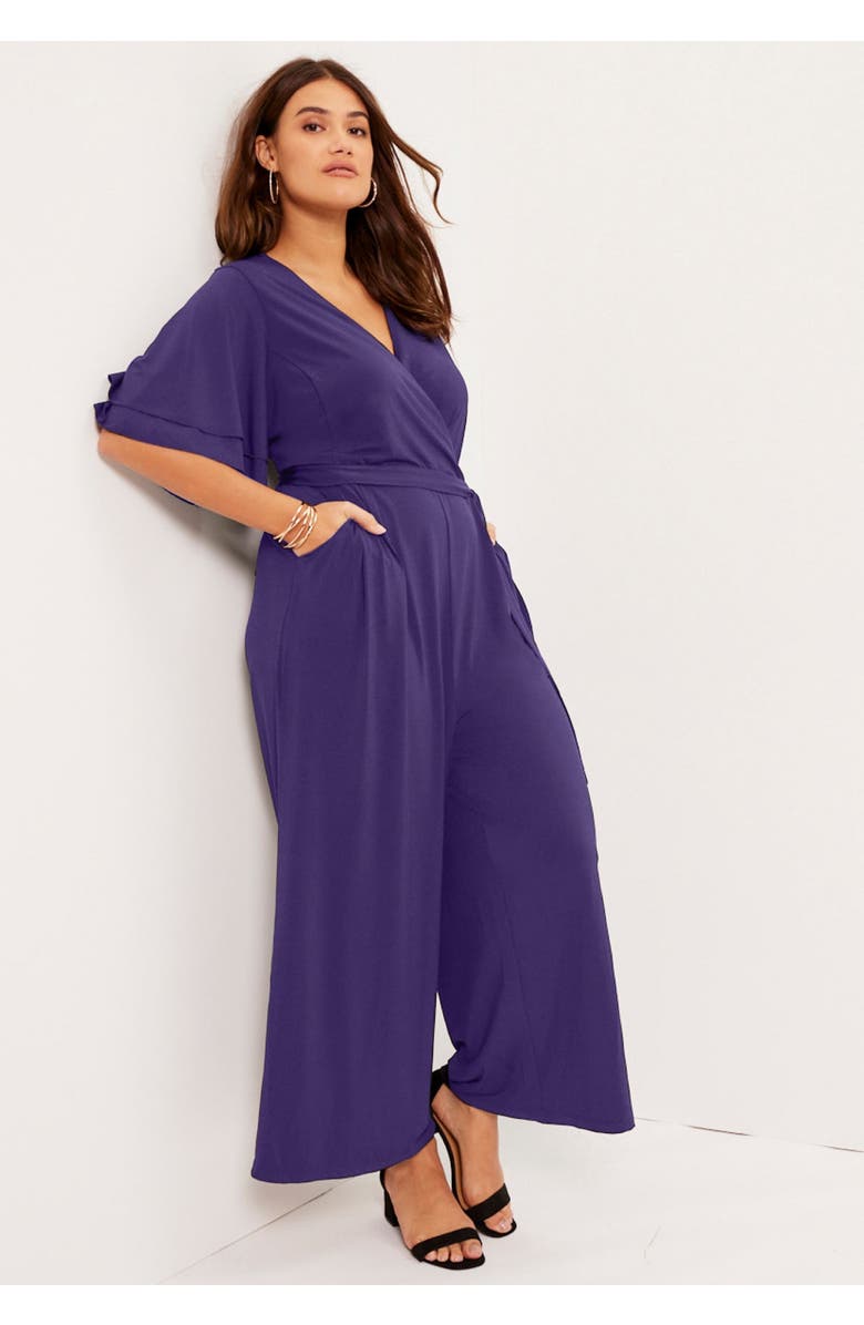 June + Vie Wide-Leg Jumpsuit, Alternate, color, Black