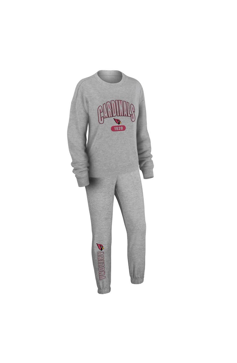 WEAR by Erin Andrews Women's WEAR by Erin Andrews Heather Gray Arizona Cardinals Knit Long Sleeve Tri-Blend T-Shirt & Pants Sleep Set, Main, color, Heather Gray
