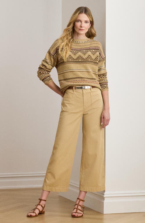 Ralph Lauren Stretch Chino Wide-leg Cropped Pant In Brown