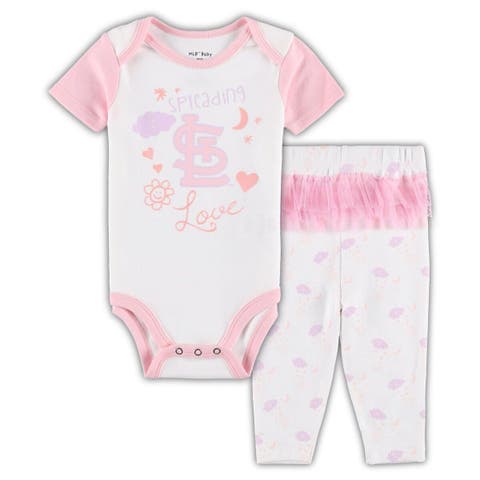 Newborn & Infant White/Pink St. Louis Cardinals Spreading Love Bodysuit & Tutu with Leggings Set