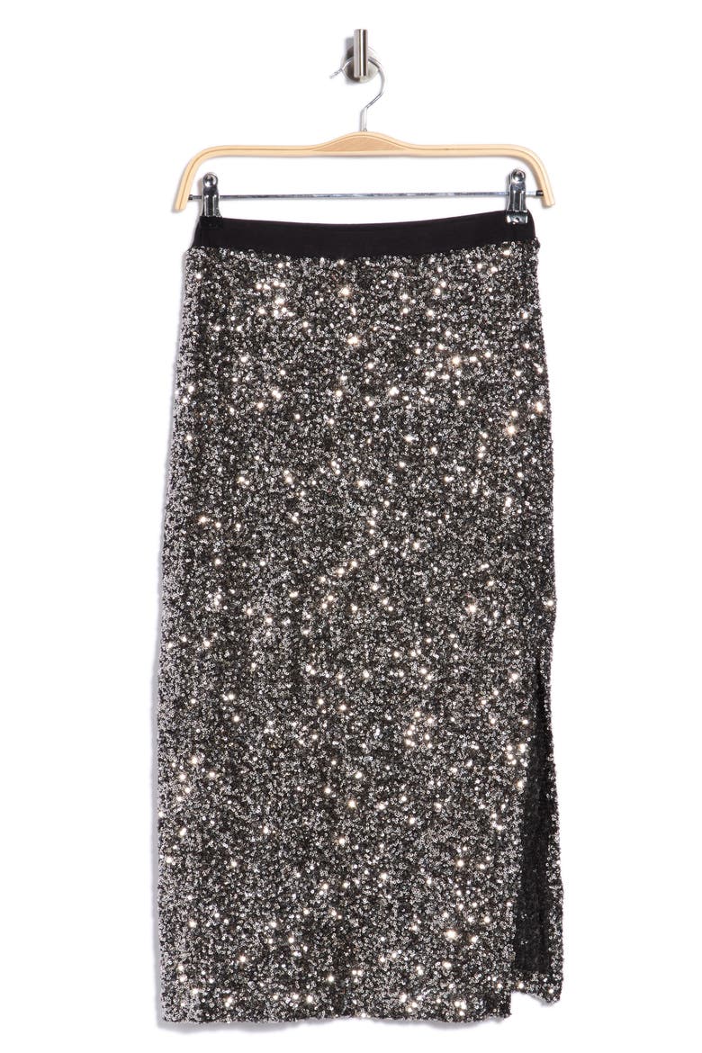 Tyla Sequin Midi Skirt, Alternate, color, SILVER 2-TONE