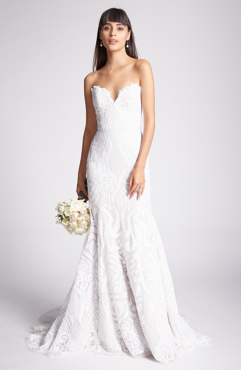 Blush by Hayley Paige Safyr Embellished Trumpet Gown, Alternate, color, 