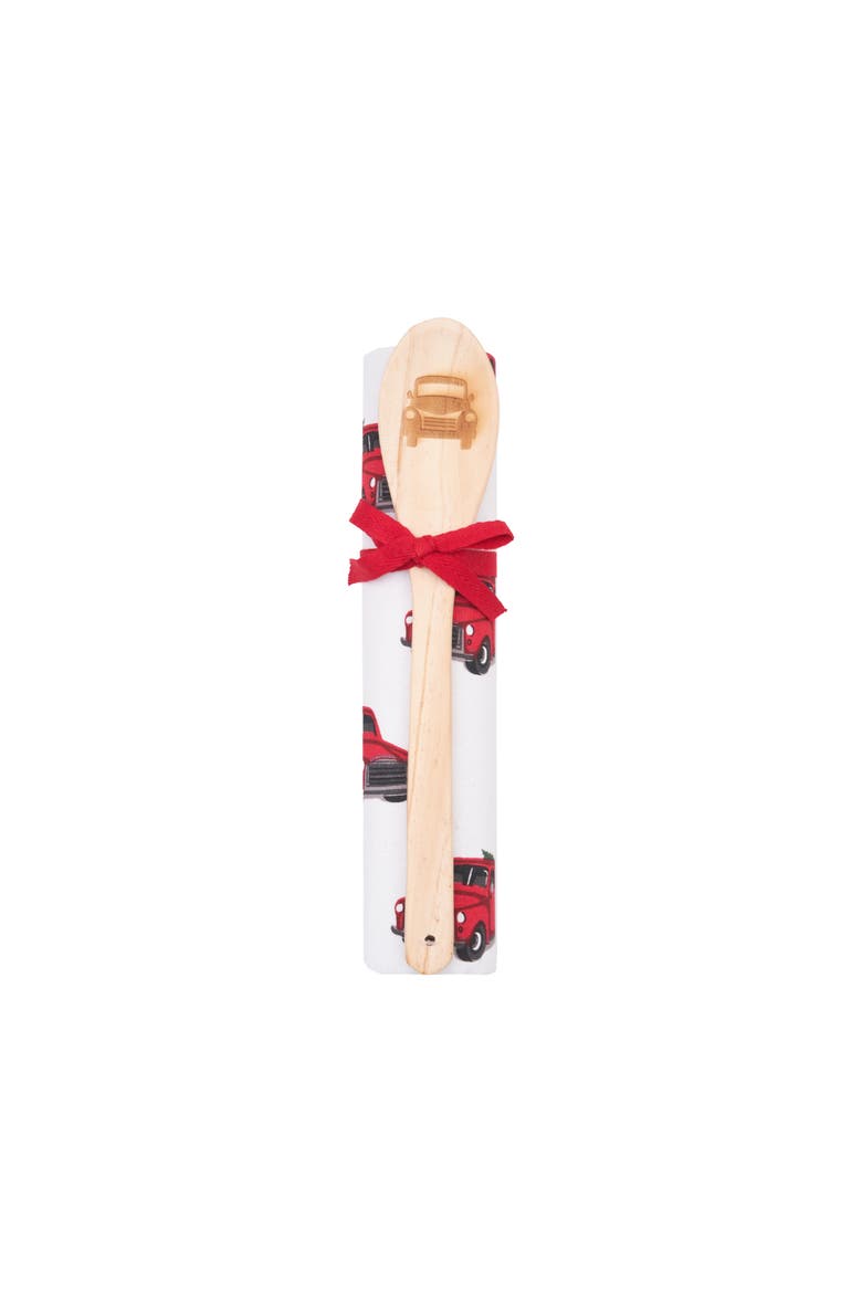Red Christmas Truck Towel & Spoon Gift Bundle Set of 2, Main, color, Red